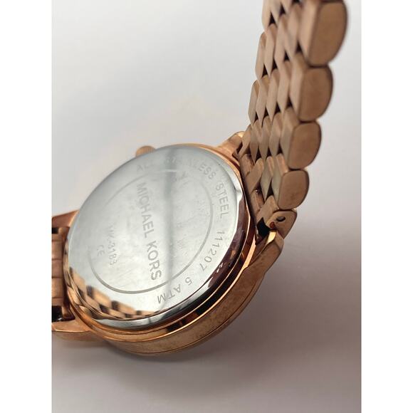 Michael Kors MK-3193 Rose Gold logo Womens Watch 35mm - New Battery - WR 5 ATM - Picture 9 of 10